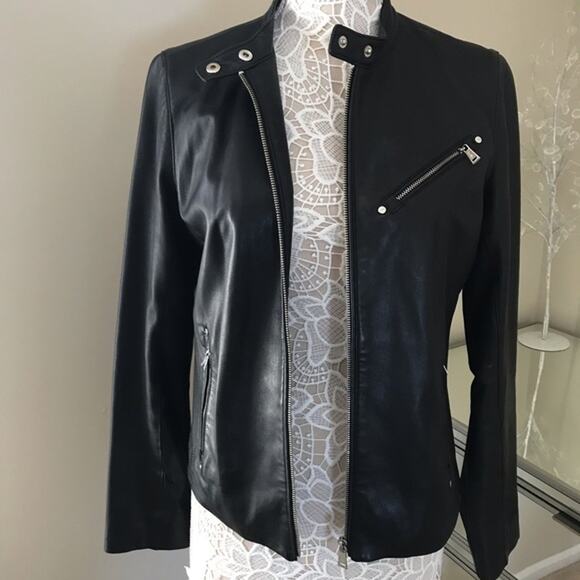 Ralph Lauren Genuine 100% Soft Leather Motorcycle Moto Beverly Jacket Size LARGE - Picture 1 of 8